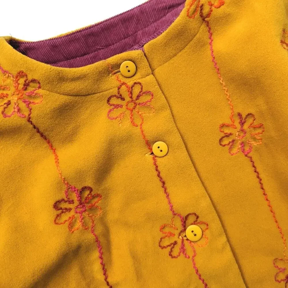 Florence Eiseman Jacket Girls Size 12 Yellow Fleece Embroidered